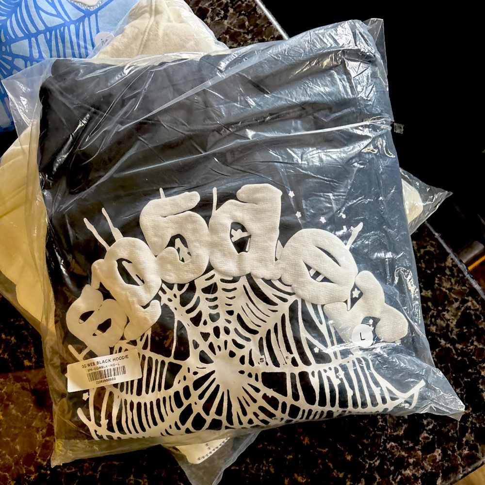 Black Hoodie with White Spider Design